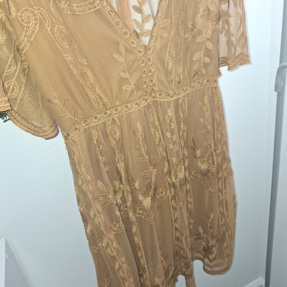 Haute Monde Rust Lace Midi Dress - Picture 3 of 5